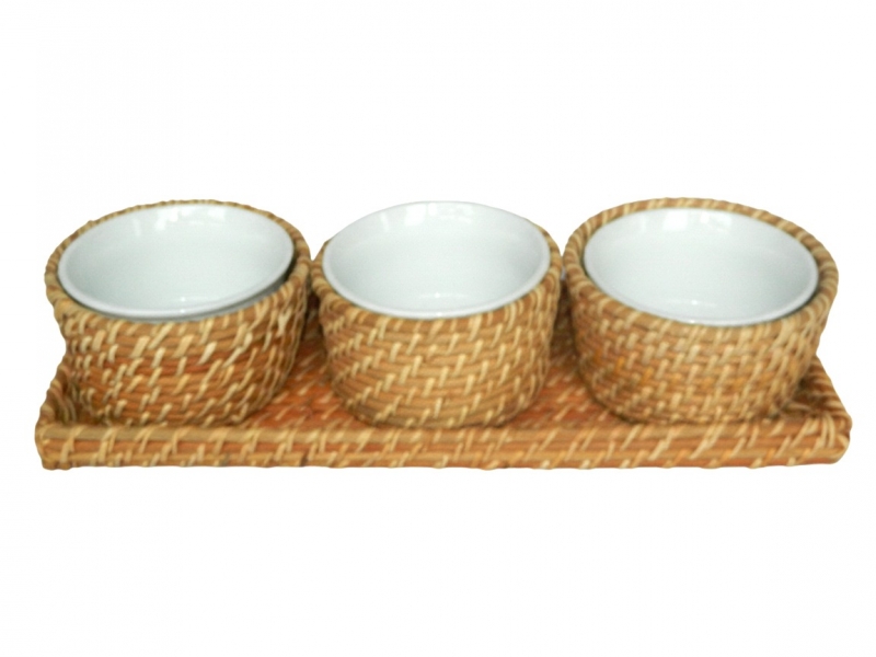 4pc rattan dip bowl set